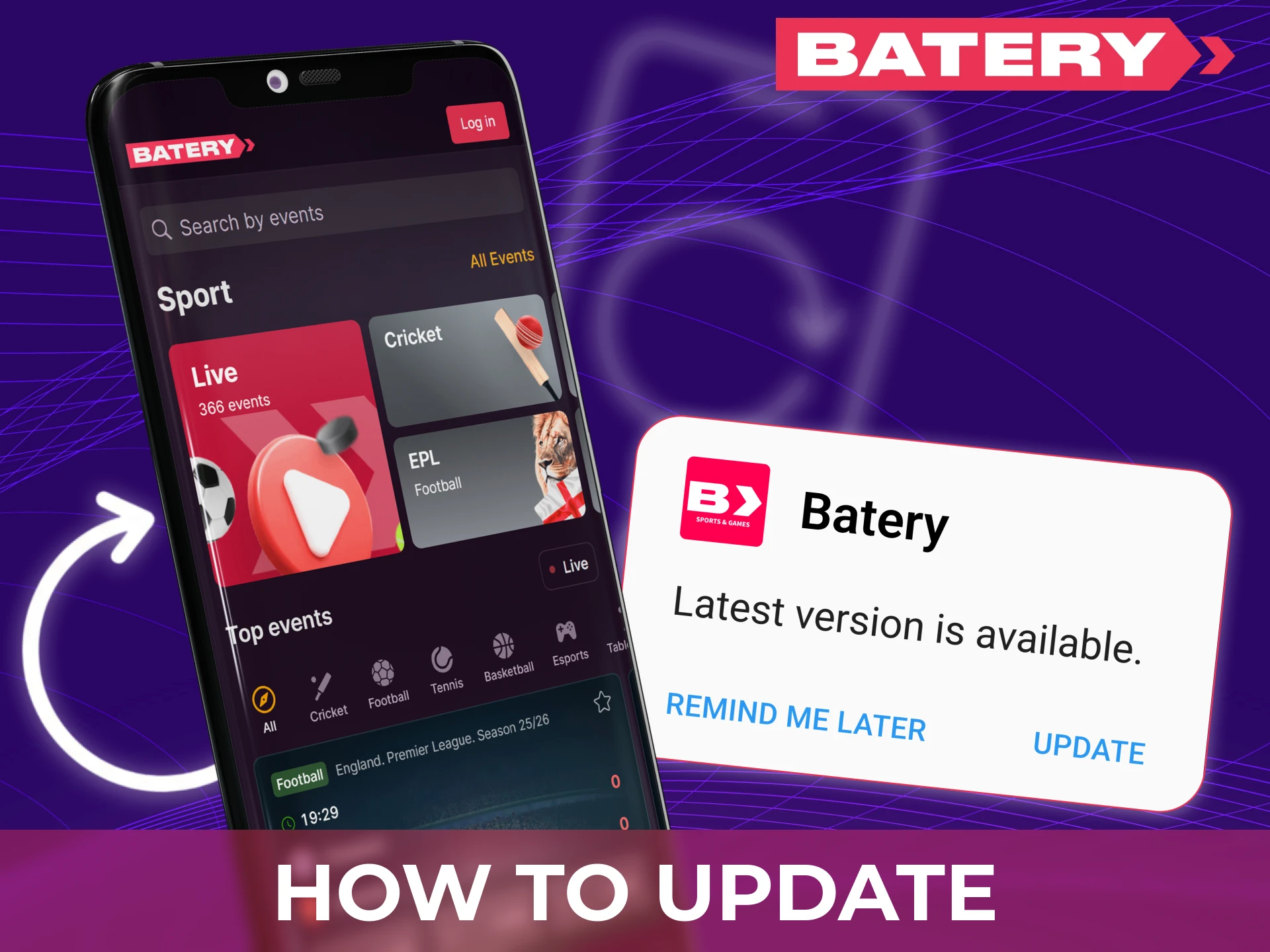 Guide showing how to update the Batery mobile app to the newest and most stable version.