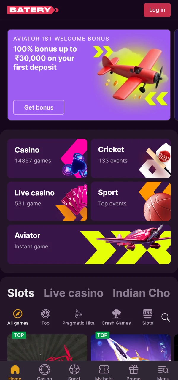 Explore games and betting options on the official Baterybet website.