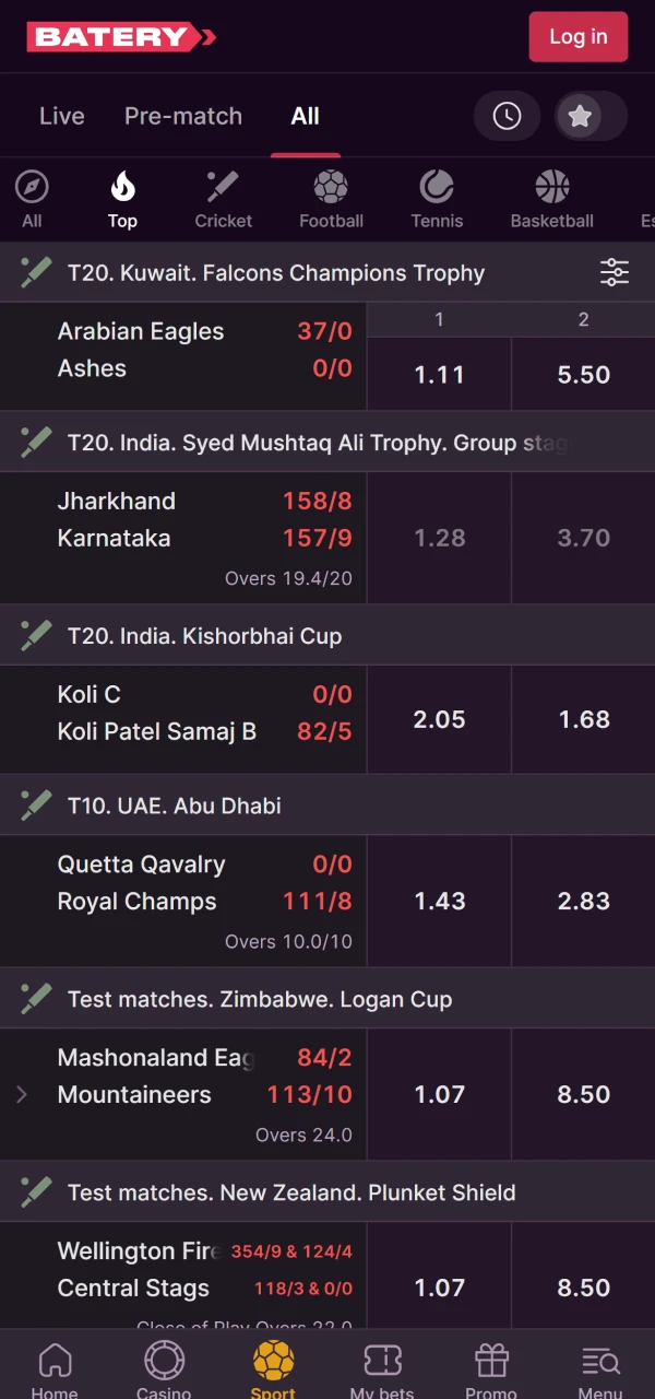Place bets on cricket football and kabaddi at Baterybet India.