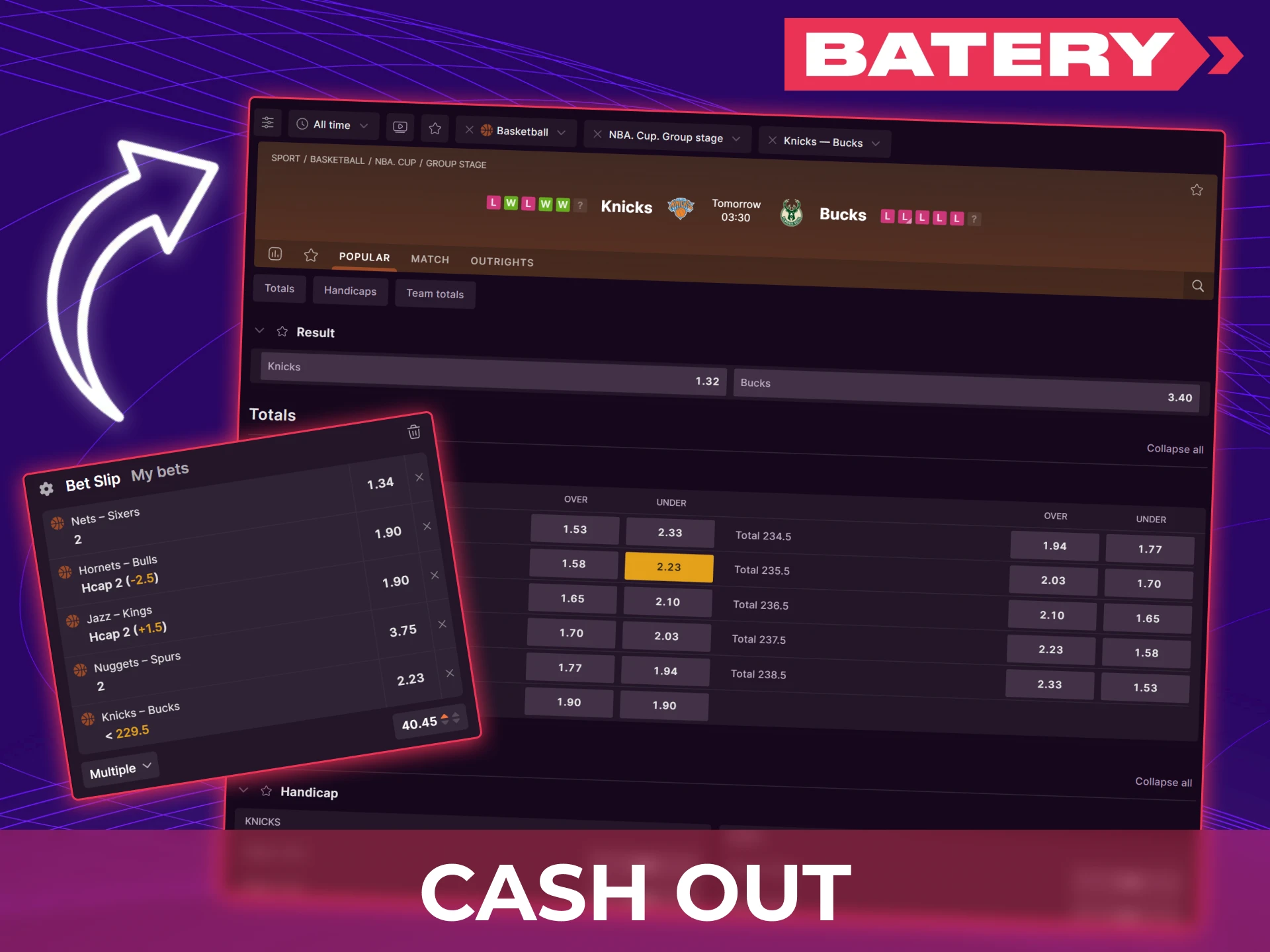 Withdraw your bet early to lock in profit or reduce risk.