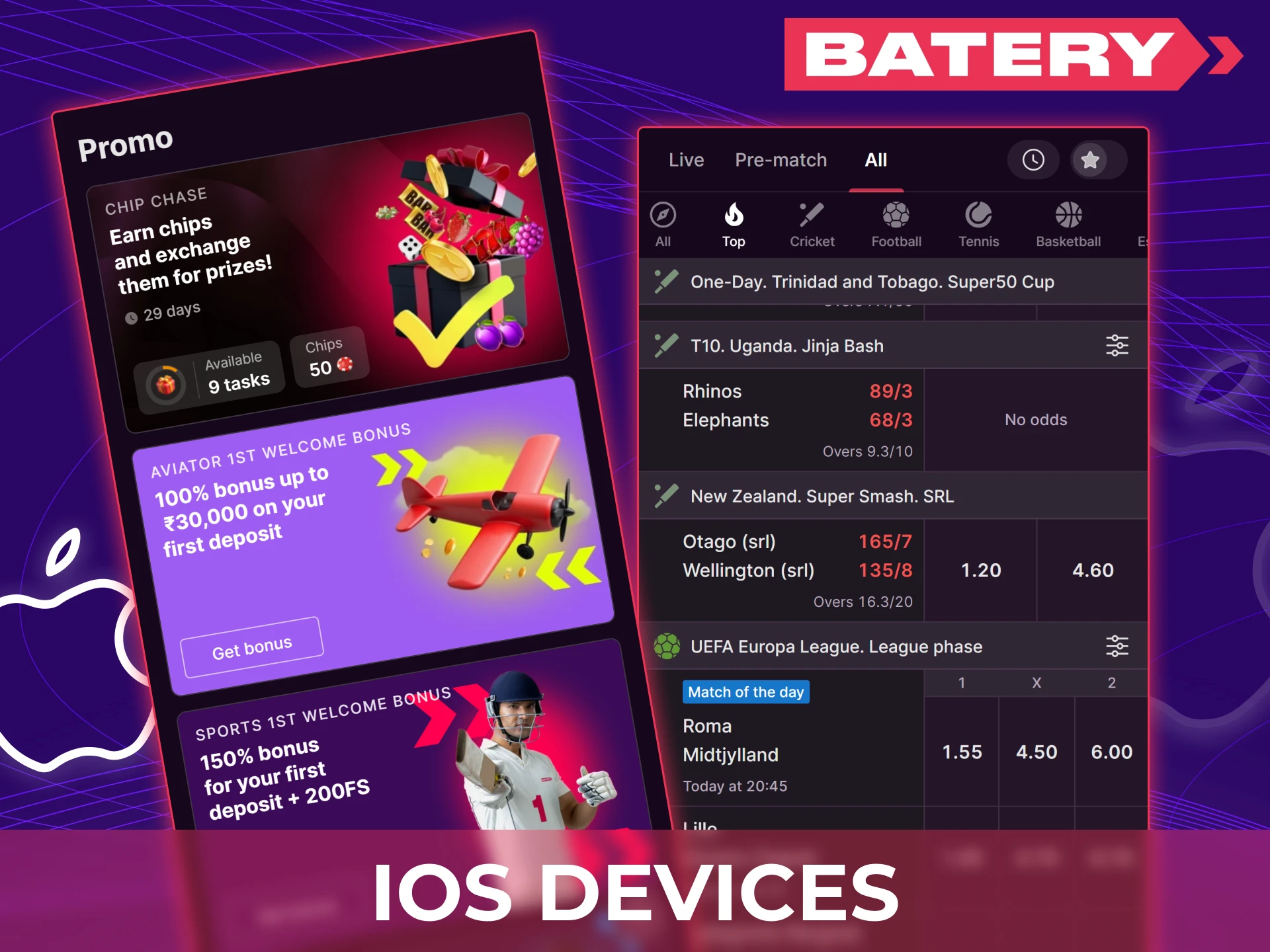 Install Baterybet on iOS using the PWA for fast access to casino and sports betting on iPhone or iPad.