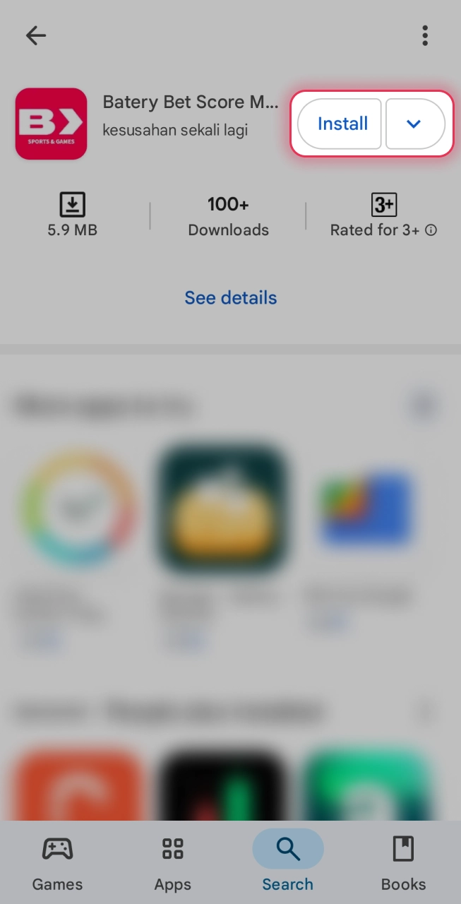 Initiate the official Batery app installation on your mobile phone.