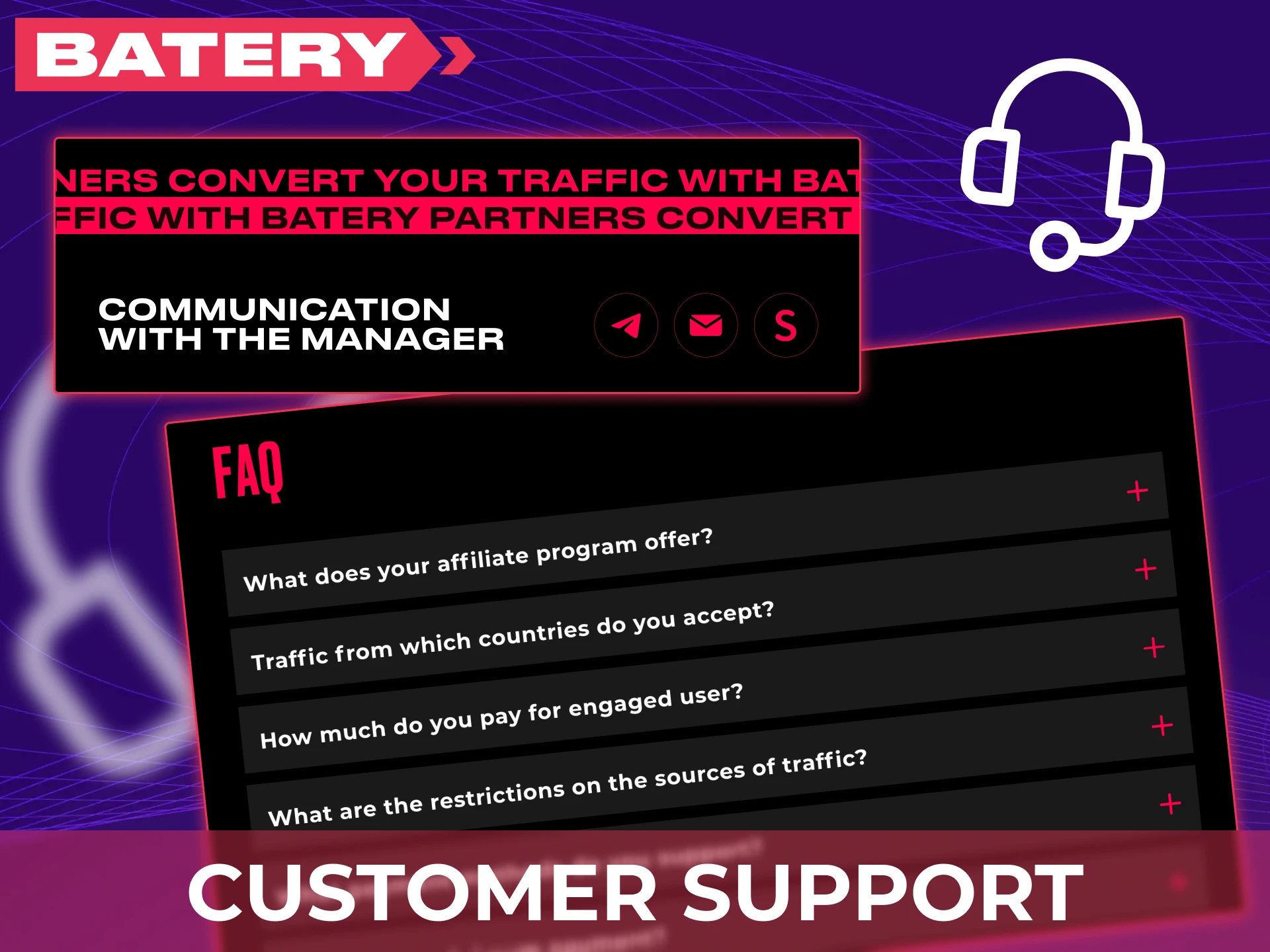 Contact Batery customer support for help with your affiliate account.