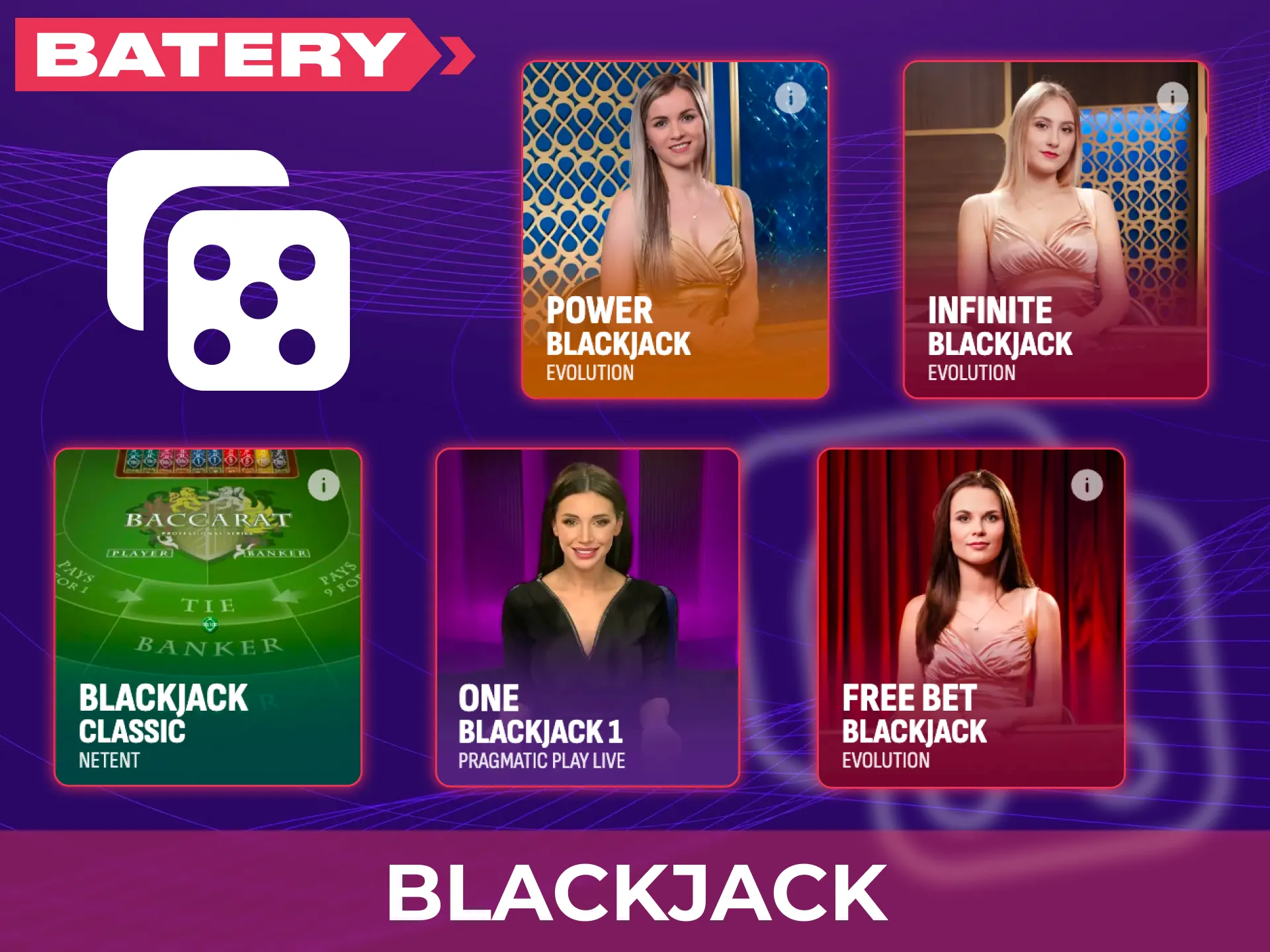 Play live casino blackjack at Batery and beat the dealer.