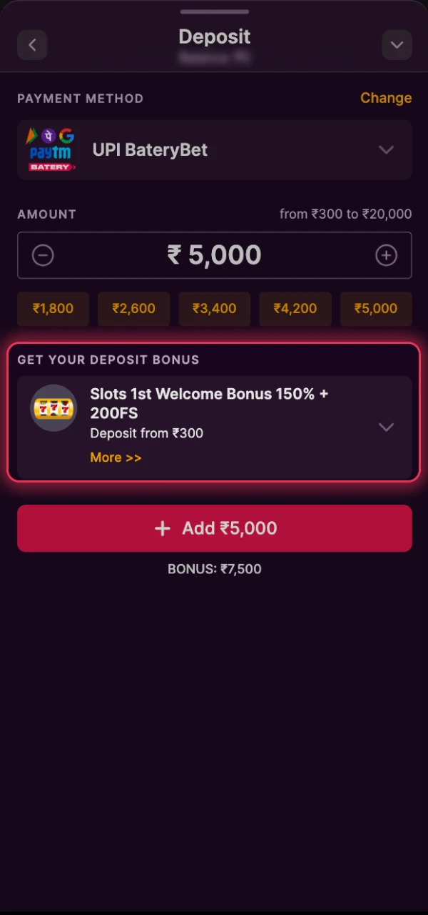 Claim welcome bonus for a great Batery live casino experience.
