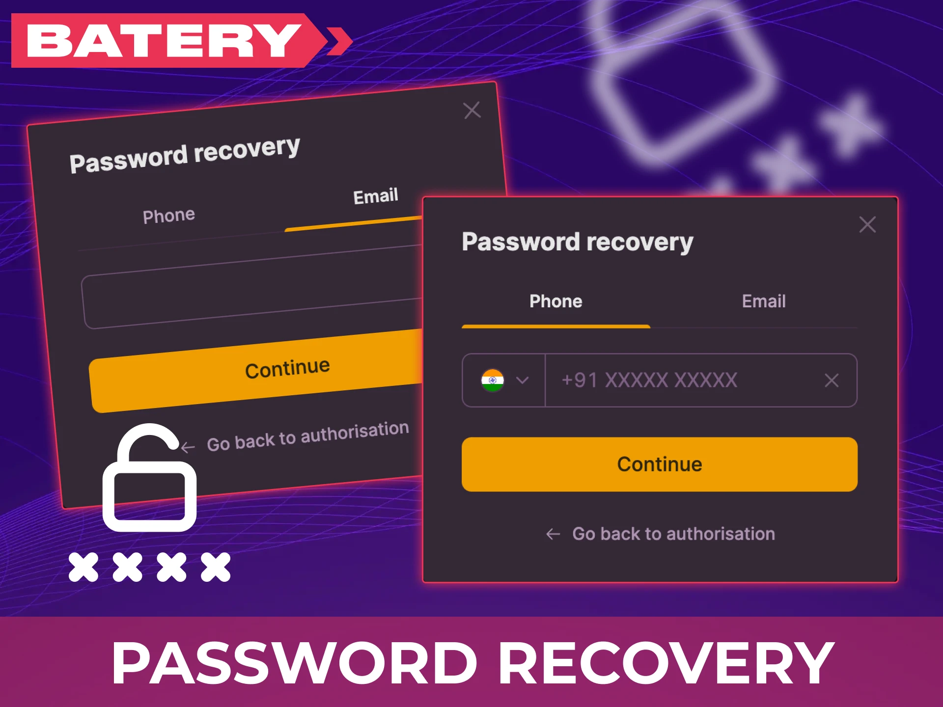 Use the account password recovery tool to regain access to your Batery profile.