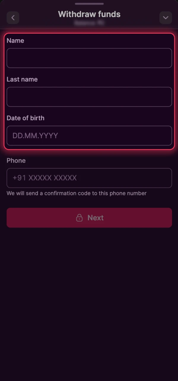 Fill in your profile details to move forward with Batery verification.