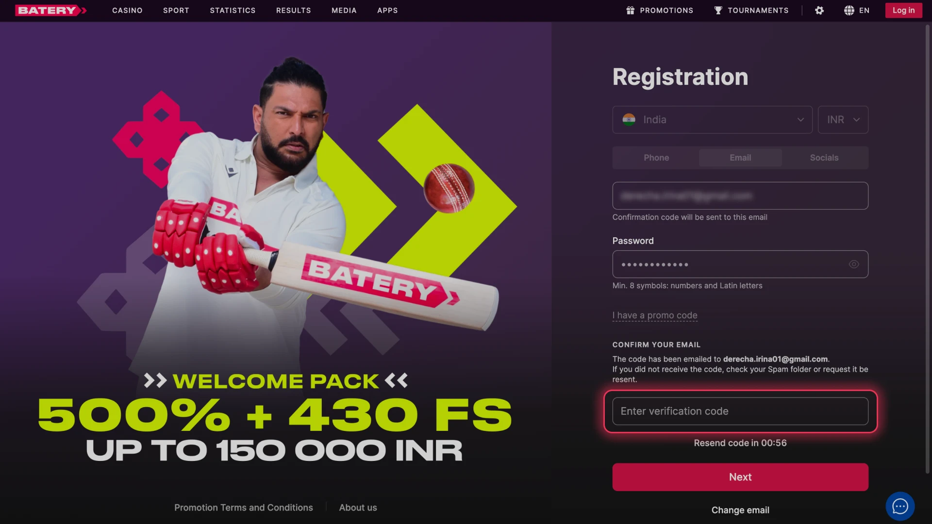 Verify your contact information to finalize your official Batery registration.