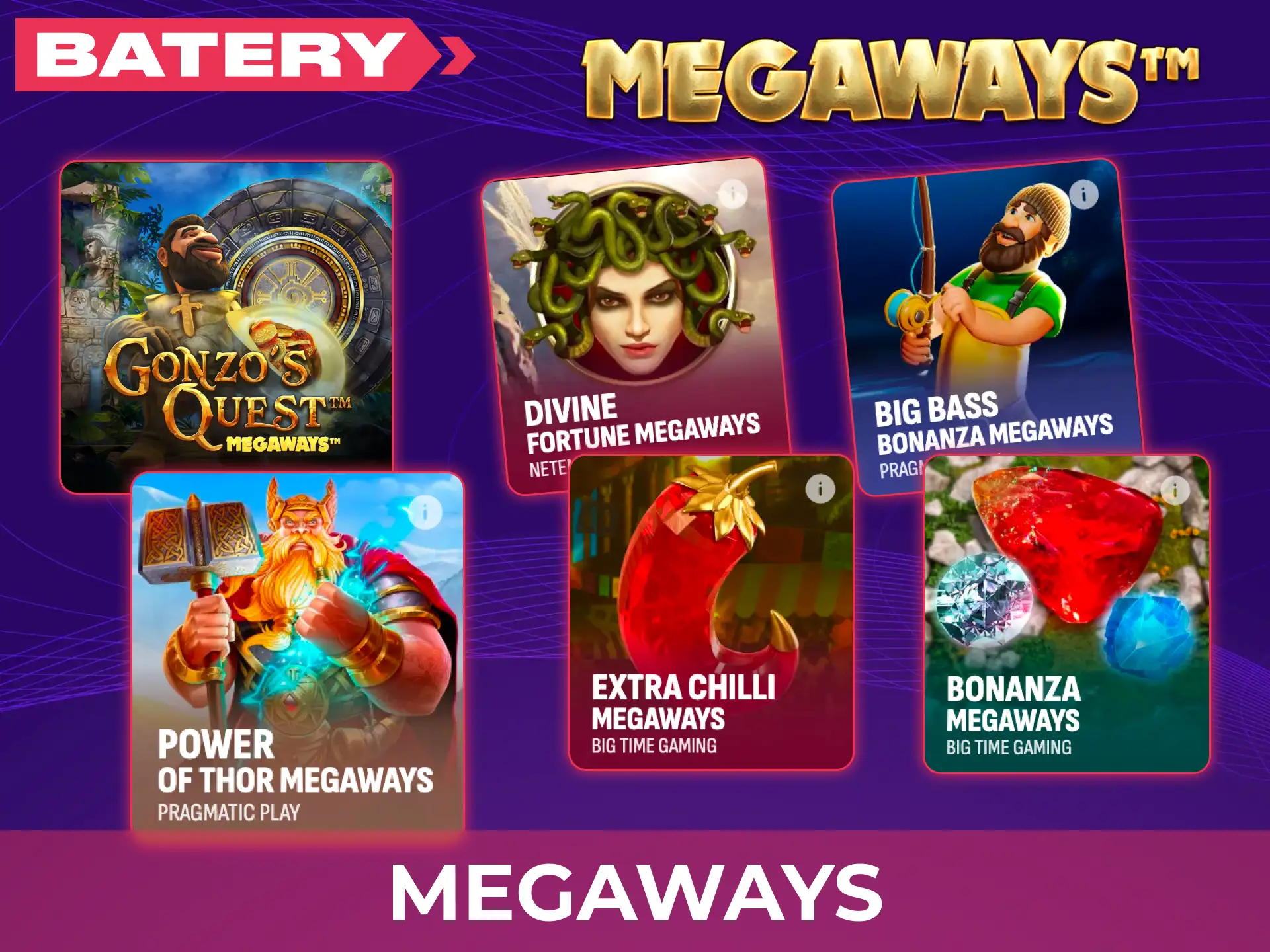 Spin the reels of exciting Megaways slots at Batery for massive wins.