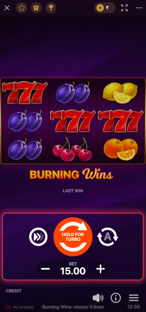 Set your stake before you start spinning the Batery slots.