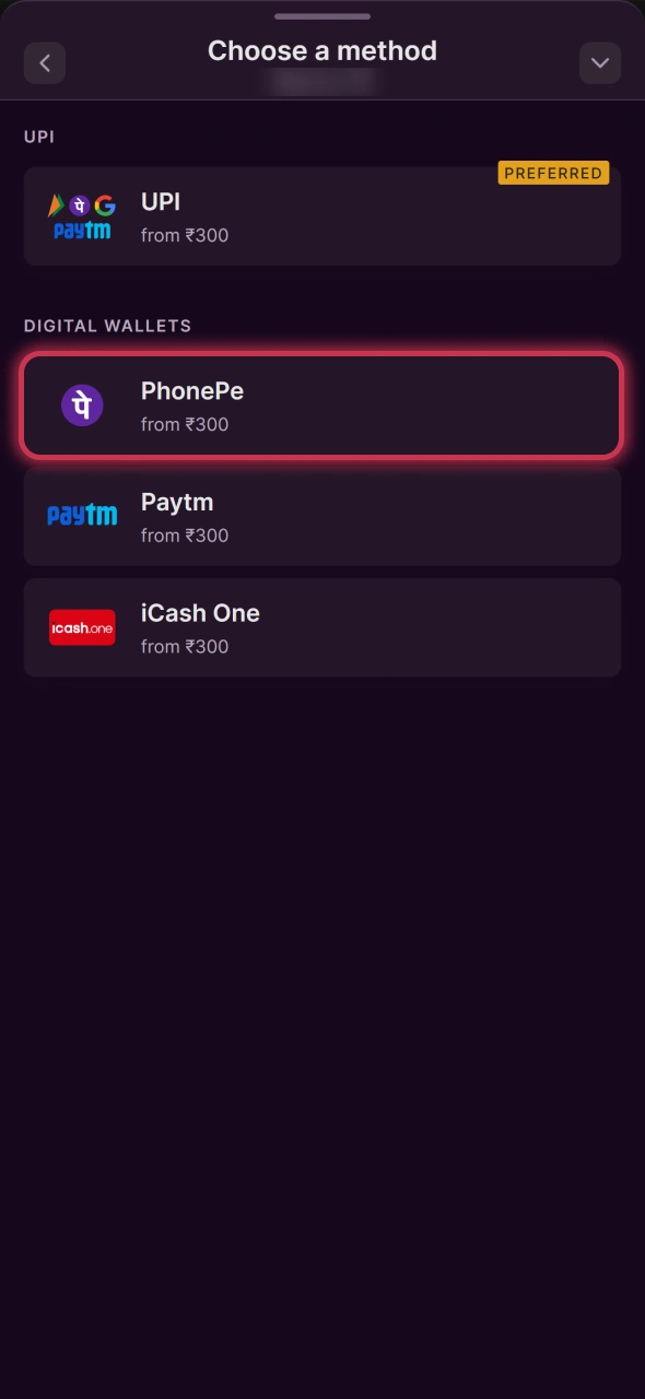 Make your first deposit for Batery IPL betting.