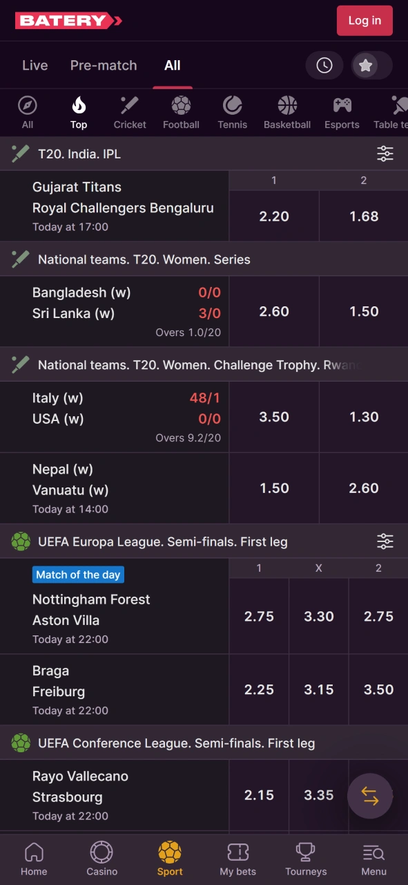Place bets on cricket football and kabaddi at Baterybet India.